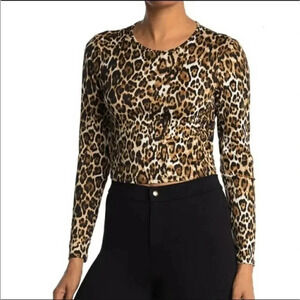 NWT Wayf Crop Leopard Print Long Sleeve Top S